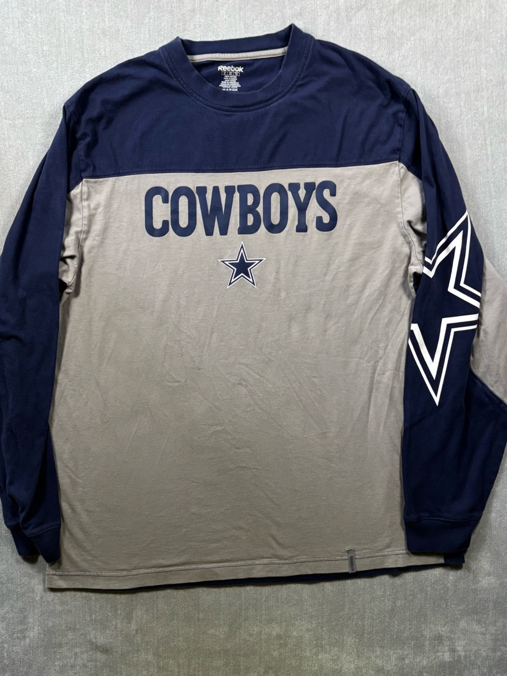 Reebok‎ Navy and Gray Dallas Cowboys Long Sleeve Tee